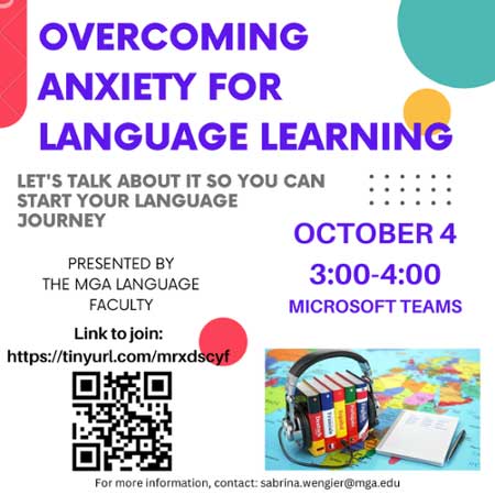 Overcoming Anxiety for Language Learning flyer.